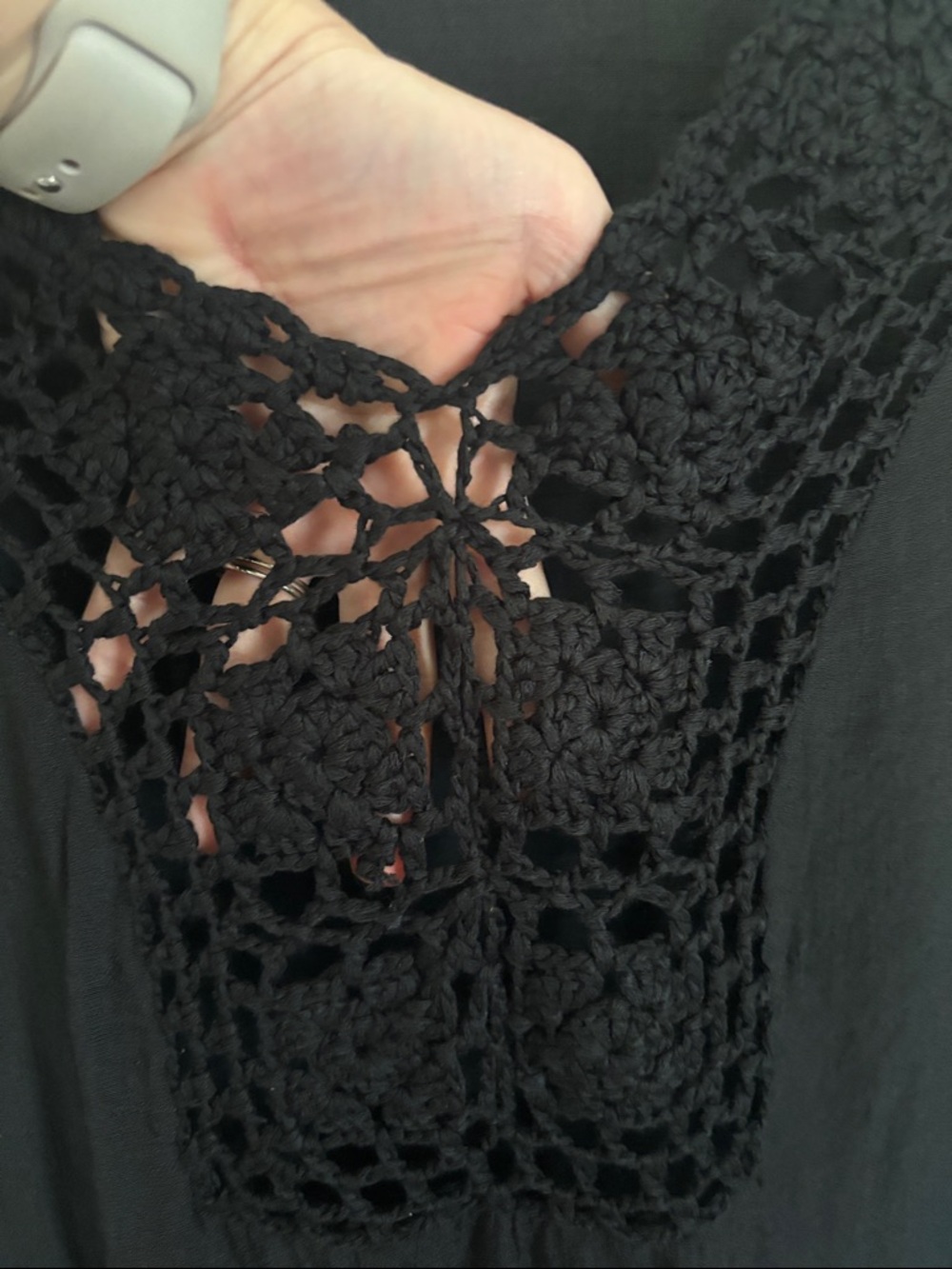 WoWo Black Crochet V-Neck Swim Coverup - Picture 3 of 9